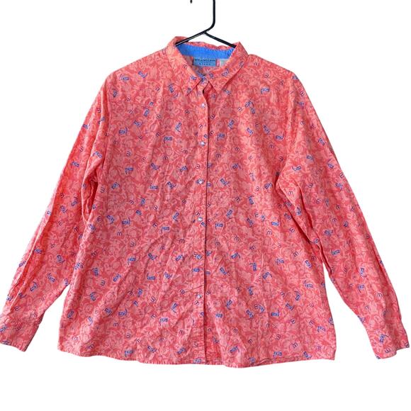 Wrangler Blues Mens Shirt Salmon Cowboy Boots Print Collared Pearl Snap XXL - Picture 1 of 12